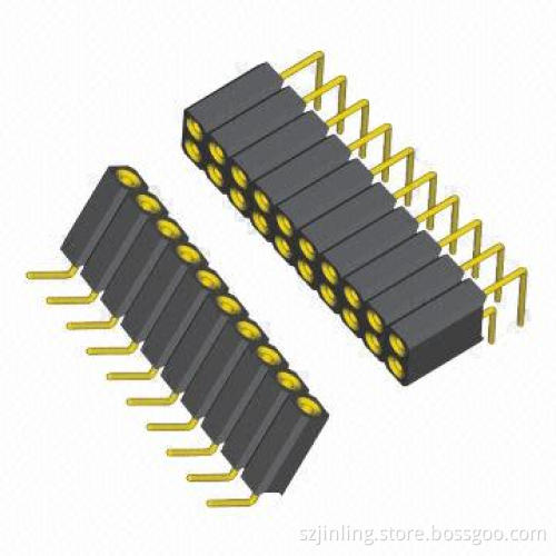 2.54mm IC socket round pin, dual row right angle height 7.0mm